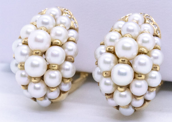 CARTIER PARIS 18 KT PEARLS & DIAMONDS ANDROMAC EARRINGS
