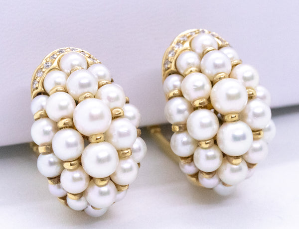 CARTIER PARIS 18 KT PEARLS & DIAMONDS ANDROMAC EARRINGS