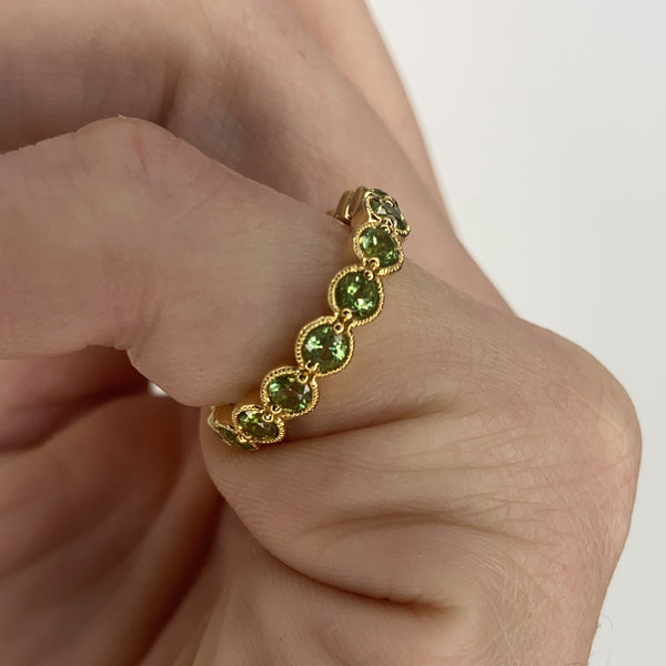 Bony Levy Eternity Band Ring In 18Kt Yellow Gold With 2.42 Cts In Green Peridots