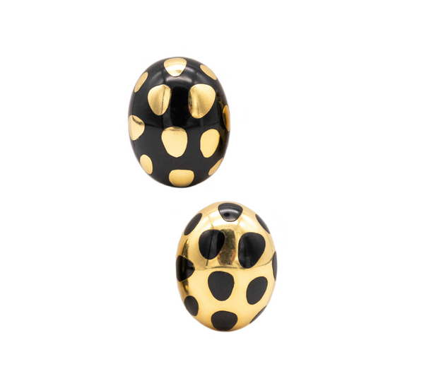 Tiffany And Co. 1970 By Angela Cummings Positive And Negative Earrings In 18Kt Yellow Gold With Black Jade
