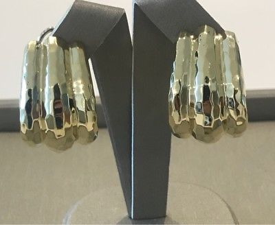 TEMPLE SAINT CLAIR 14 KT GOLD HAMMERED FINISH EARRINGS