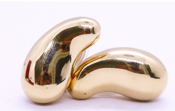 TIFFANY & CO 1970'S ELSA PERETTI 18 KT GOLD LARGE BEANS EAR CLIPS PAIR OF EARRINGS