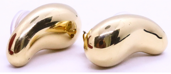 TIFFANY & CO 1970'S ELSA PERETTI 18 KT GOLD LARGE BEANS EAR CLIPS PAIR OF EARRINGS