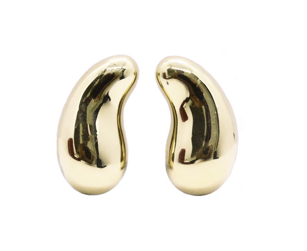TIFFANY & CO 1970'S ELSA PERETTI 18 KT GOLD LARGE BEANS EAR CLIPS PAIR OF EARRINGS