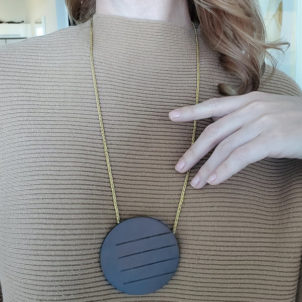 -Thomas Gentille 1970 Geometric Round Pendant Brooch In 18kt Gold And Bronze