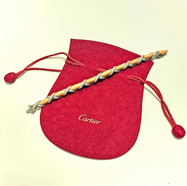 -Cartier 1960 Paris 18Kt Gold Bracelet With 19.68 Ctw In Diamonds And Natural Coral
