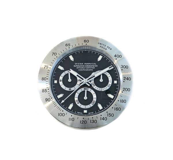 DAYTONA Store Display Wall Clock in Stainless Steel And Black Dial