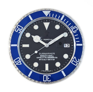 SUBMARINER Store Display Wall Clock in Stainless Steel & Blue Enamel