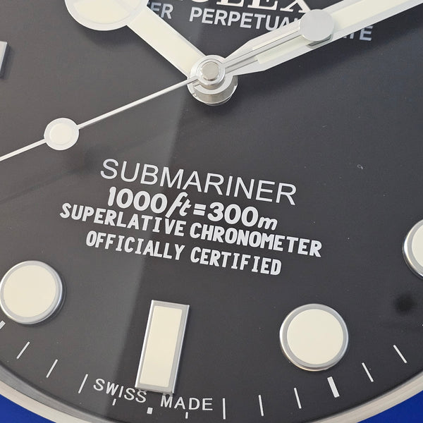 SUBMARINER Store Display Wall Clock in Stainless Steel & Blue Enamel