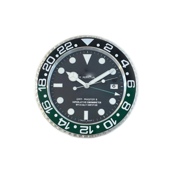 GMT-MASTER Store Display Wall Clock in Stainless Steel & Green Enamel