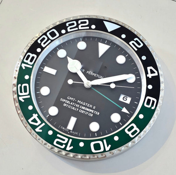 GMT-MASTER Store Display Wall Clock in Stainless Steel & Green Enamel