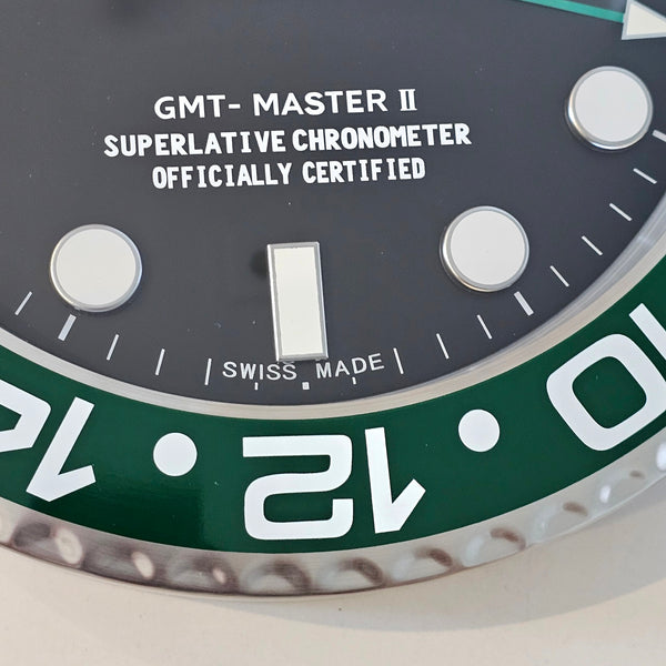 GMT-MASTER Store Display Wall Clock in Stainless Steel & Green Enamel