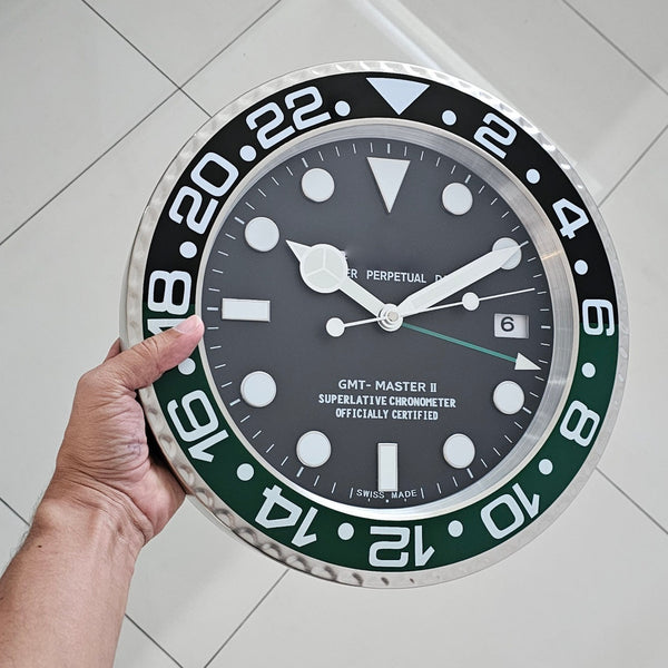 GMT-MASTER Store Display Wall Clock in Stainless Steel & Green Enamel