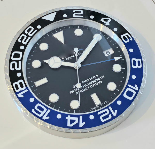 GMT-MASTER Store Display Wall Clock in Stainless Steel & Blue Enamel