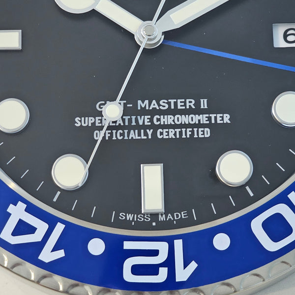 GMT-MASTER Store Display Wall Clock in Stainless Steel & Blue Enamel