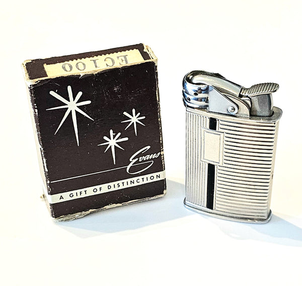 -EVANS 1940 Spitfire Pocket Lighter With Windshield Chromed Steel And Black Lacquer