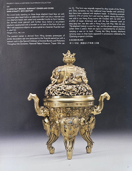 QING DYNASTY 18th Century Palatial Gilt Bronze Elephant Censer With Cover Lid