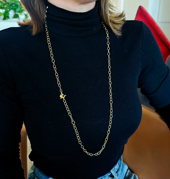 EMILY ARMENTA Naïve Hammered Links Long Chain In 18Kt Yellow Gold