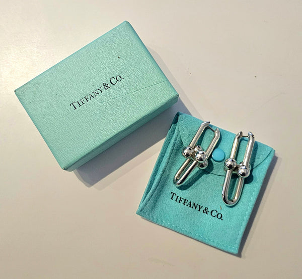 TIFFANY & CO. Modern Hardware Dangles Drops Earrings In .925 Sterling Silver