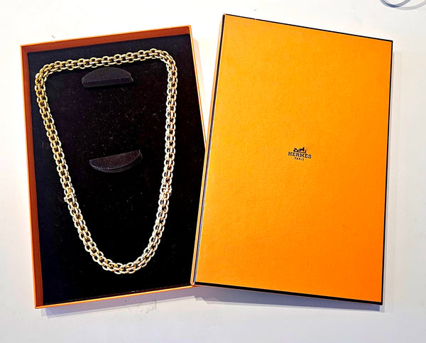 HERMÈS Paris 1970 By Gay Freres Long Necklace & Bracelet Chain In Solid 18Kt Gold