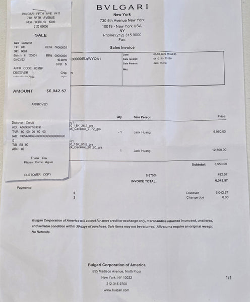 BVLGARI Legend Special Edition Zaha Hadid Bangle In 18Kt Yellow Gold Box & Cert