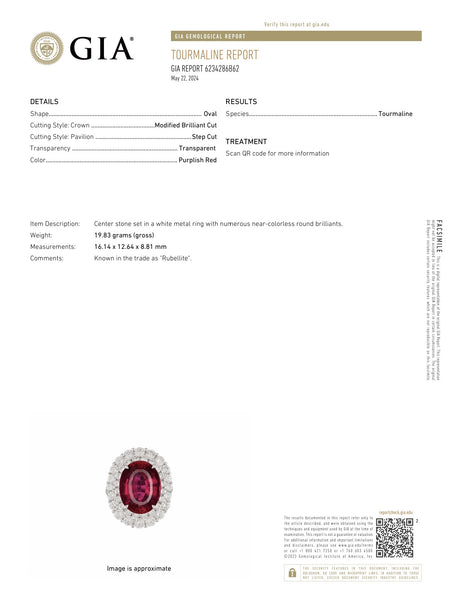 SABBADINI Milano Cocktail Ring In Platinum With 15.32 Ctw in Diamonds And Rubellite