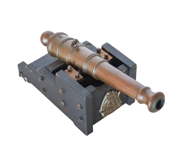 SIGNAL CANNON 1850 Coastal Fortress Battery Cannon In Bronze & Wood