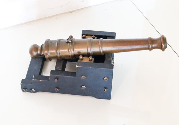 SIGNAL CANNON 1850 Coastal Fortress Battery Cannon In Bronze & Wood
