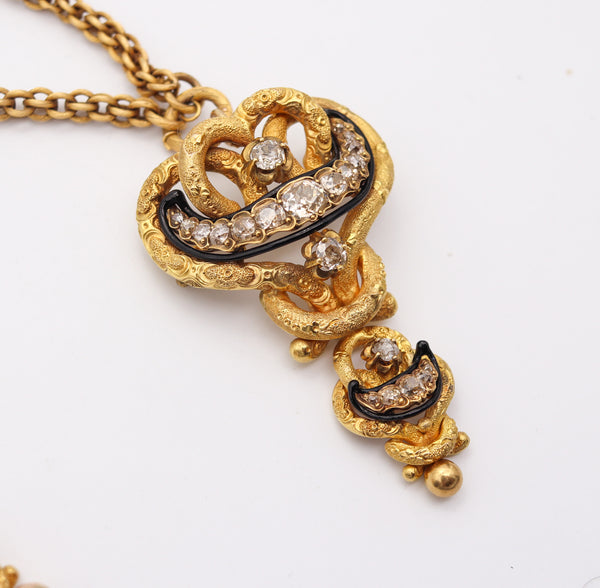 GEORGIAN 1800 Antique Necklace earrings Set In 18Kt Gold With 11.84 Ctw Diamonds