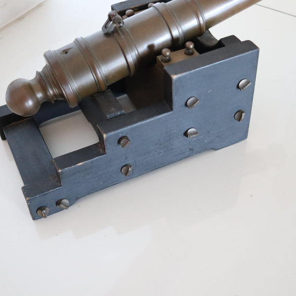 SIGNAL CANNON 1850 Coastal Fortress Battery Cannon In Bronze & Wood