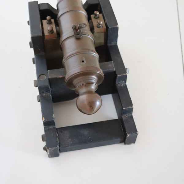 SIGNAL CANNON 1850 Coastal Fortress Battery Cannon In Bronze & Wood