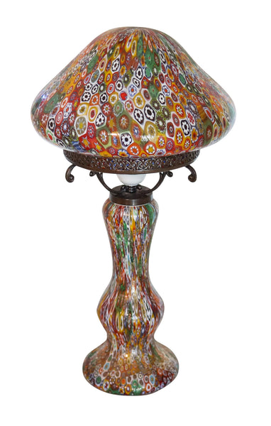 FRATELLI TOSO 1900 Art-Nouveau Millefiori Murrines Table Lamp With Shade
