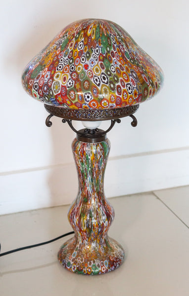 FRATELLI TOSO 1900 Art-Nouveau Millefiori Murrines Table Lamp With Shade
