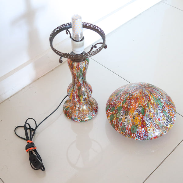 FRATELLI TOSO 1900 Art-Nouveau Millefiori Murrines Table Lamp With Shade