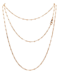 PAPER CLIPS 1920 Art Deco Long Chain In Solid 14Kt Yellow gold