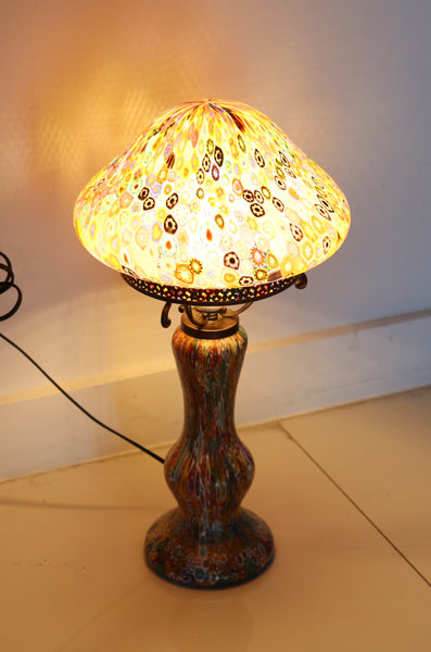 FRATELLI TOSO 1900 Art-Nouveau Millefiori Murrines Table Lamp With Shade