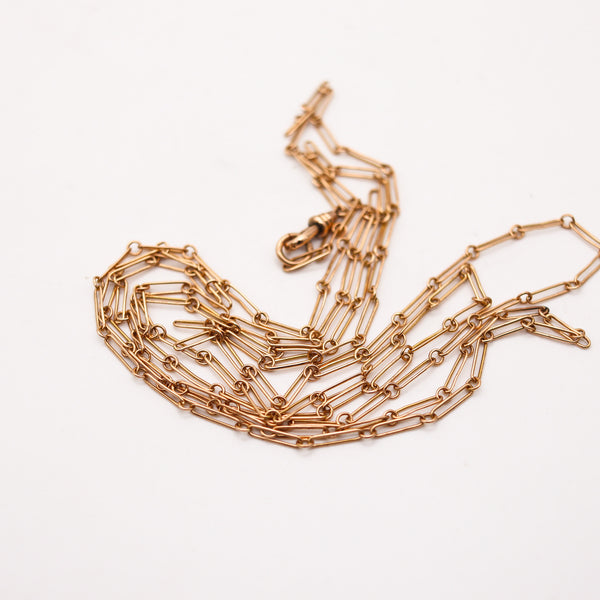 PAPER CLIPS 1920 Art Deco Long Chain In Solid 14Kt Yellow gold