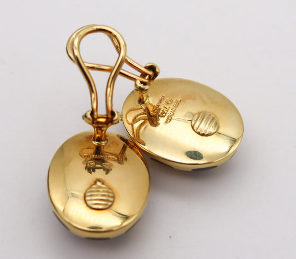 -Tiffany & Co 1978 Angela Cummings Black Jade Polka Dots Earrings In 18Kt Gold