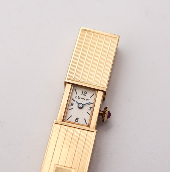 CARTIER 1935 Art Deco Lady Concealed Watch Purse Tools In 14Kt Yellow Gold