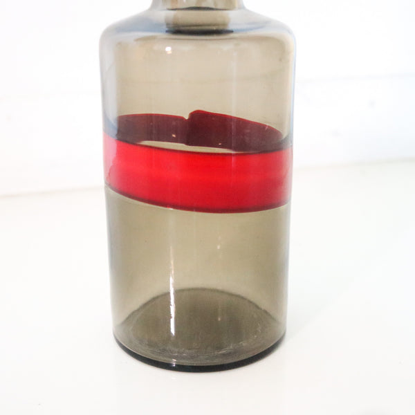 VENINI 1951 By Fulvio Bianconi Murano Amber Bottle Red Fasce Orizontali Art Glass