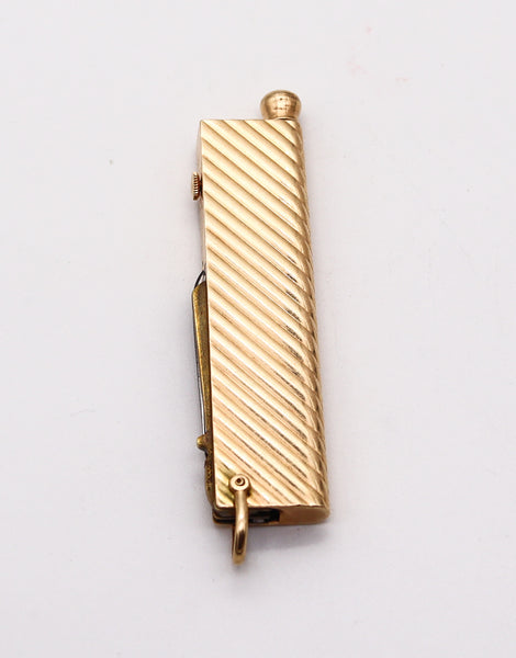 CARTIER 1935 Deco Pocket Mechanical-Pencil Watch & Knife In 14Kt Yellow Gold