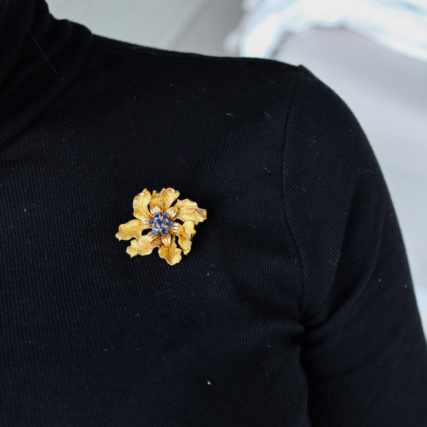 -Tiffany & Co. 1960 Organic Brooch In 18Kt Yellow Gold With 1.26 Ctw In Sapphires