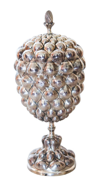 W.A. SARMENTO 1960 Pineapple Shaped Covered Compote In .925 Sterling Silver