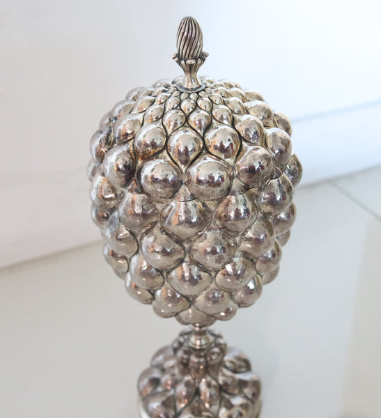 W.A. SARMENTO 1960 Pineapple Shaped Covered Compote In .925 Sterling Silver