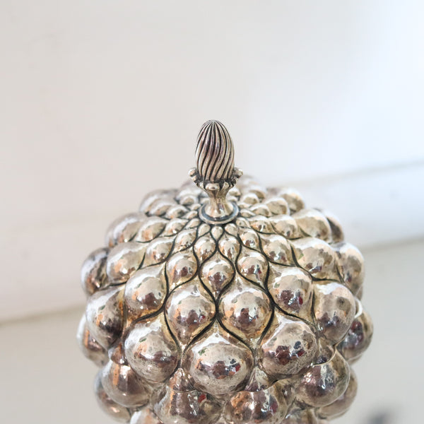 W.A. SARMENTO 1960 Pineapple Shaped Covered Compote In .925 Sterling Silver