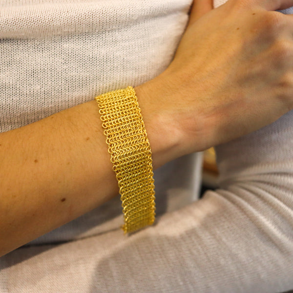 -Tiffany & Co. 1982 Elsa Peretti Mesh Bracelet in 18Kt Gold Vermeil Over Sterling