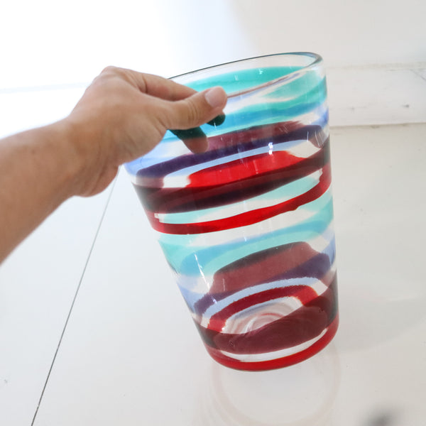 VENINI 1953 By Fulvio Bianconi Murano A Fasce Orizontali Art Glass Tall Vase