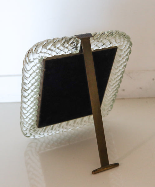 VENINI & CO. 1930 Carlo Scarpa Art-Deco A Treccia Mirror In Art Glass And Bronze