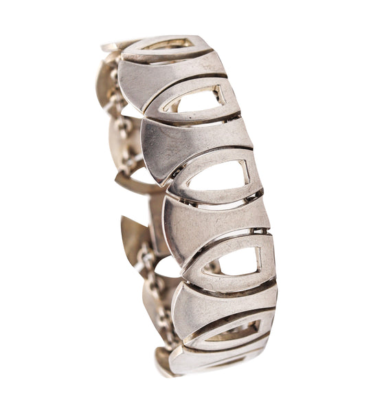 MEXICO 1970 Modernist Geometric Bracelet In Solid .925 Sterling Silver