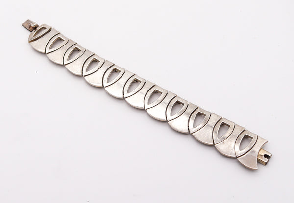 MEXICO 1970 Modernist Geometric Bracelet In Solid .925 Sterling Silver